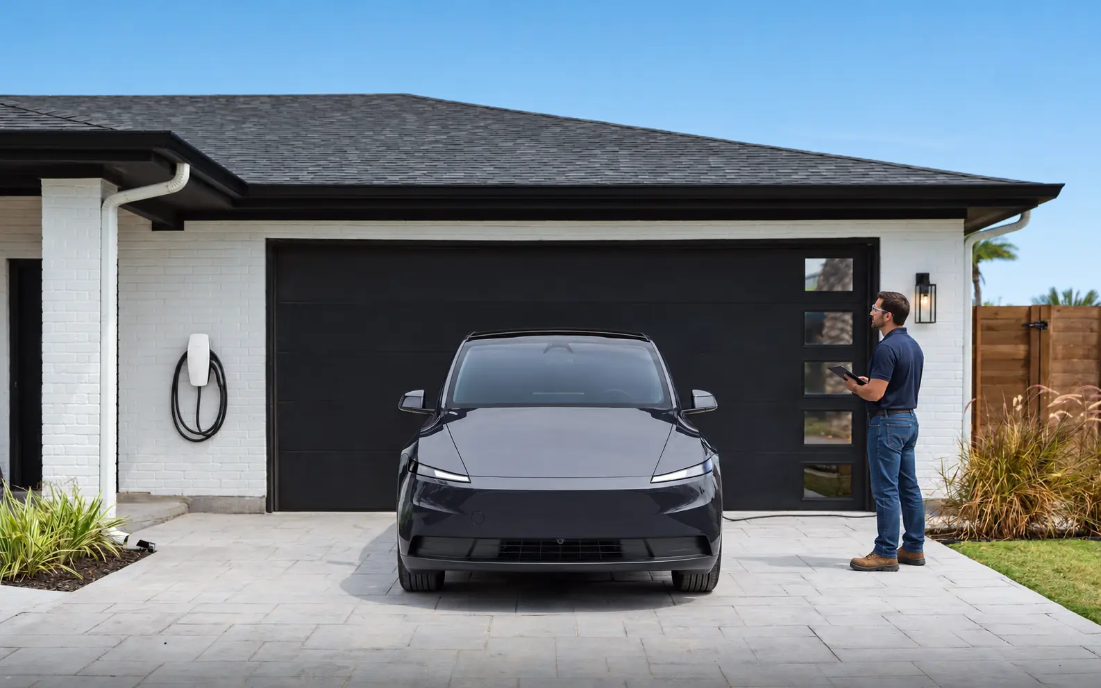 Representative tesla certified installer planning scene